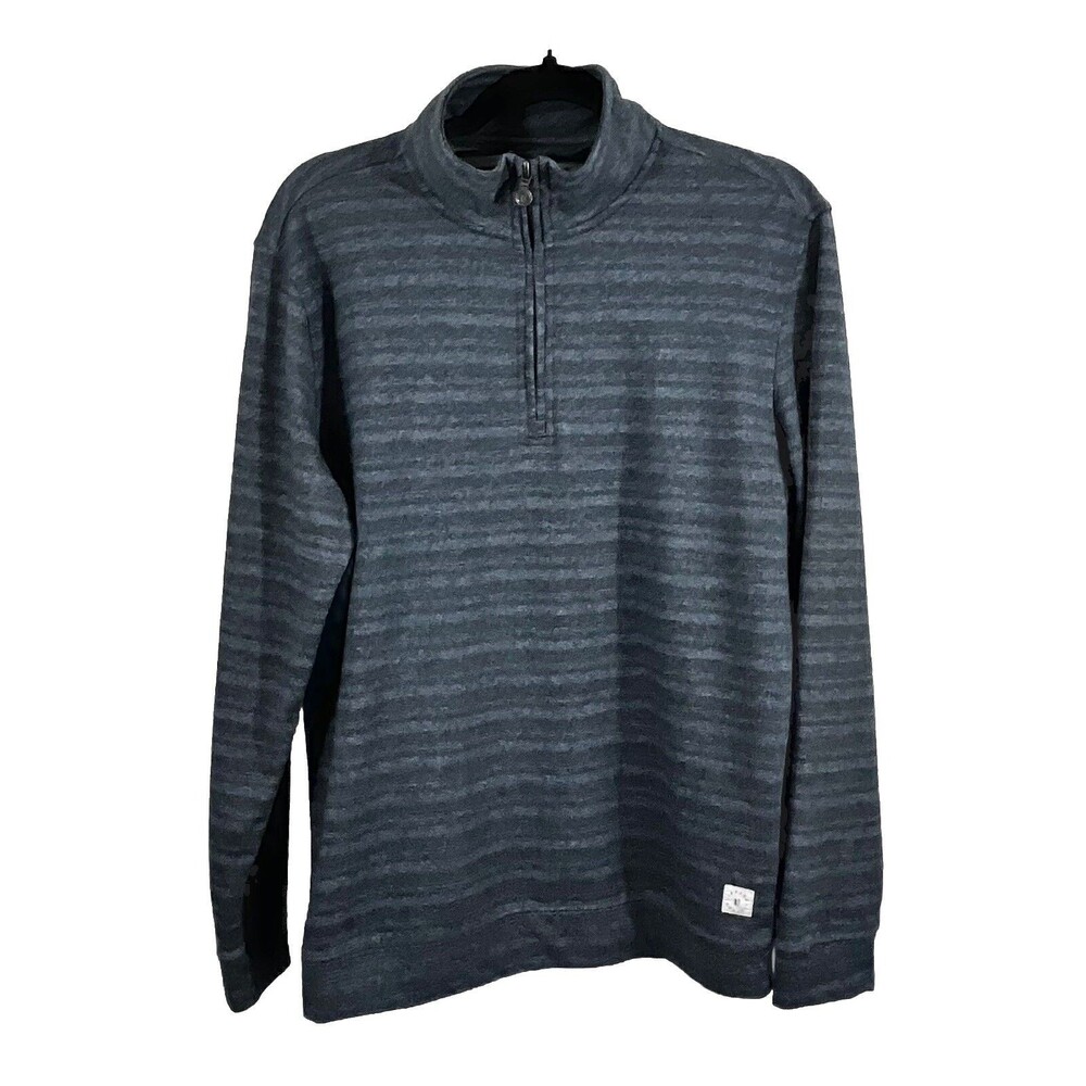Linksoul Size Medium Golf Athletic Pullover 1/4 Zip Mock Neck Striped Blue